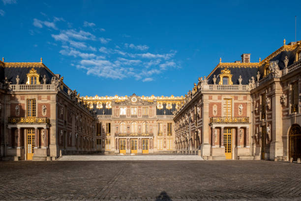 Exterior of the Palace of Versailles before the crowds arrive.